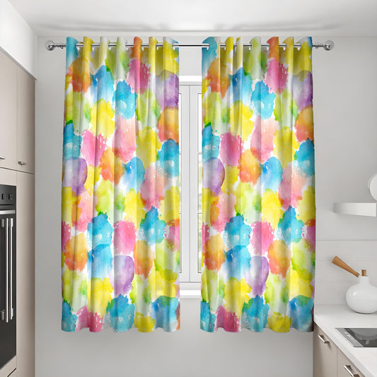 Rainbow Watercolor Splash Curtains, Colorful Art Drapes