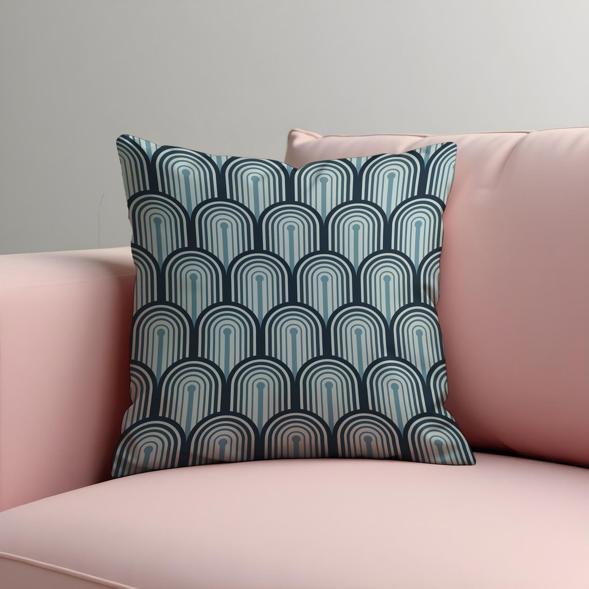 Mid Century Blue Cushion Cover, Geometric Pillow Case