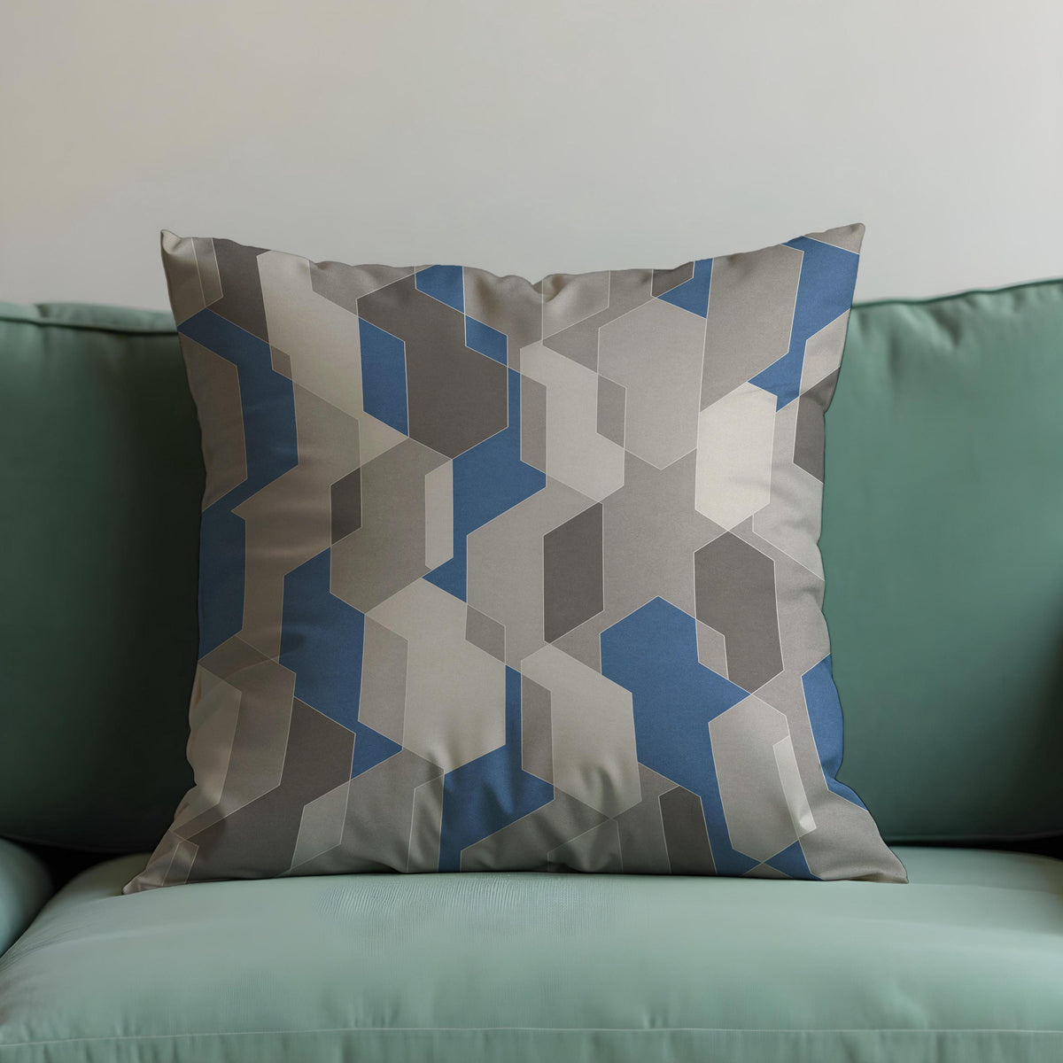 Grey Blue Geometric Cushion Cover, Modern Pillow Case