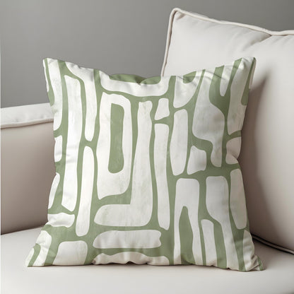 Sage Green Abstract Cushion Cover, Organic Line Art Pillow Case