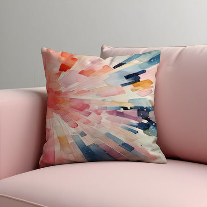 Watercolor Burst Cushion Cover, Abstract Color Explosion Throw Pillow Cover