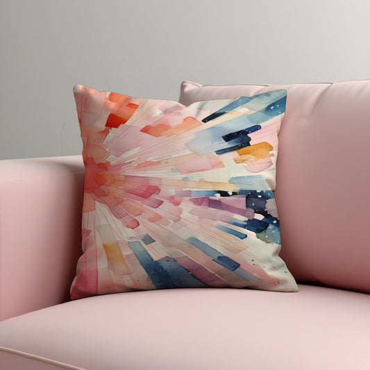 Watercolor Burst Cushion Cover, Abstract Color Explosion Throw Pillow Cover