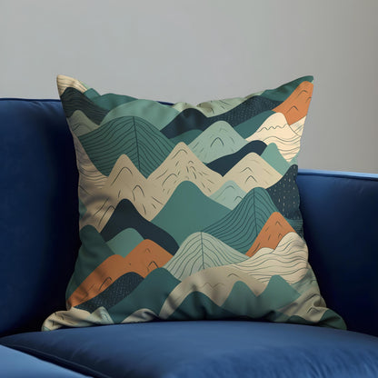 Abstract Mountain Cushion Cover, Geometric Landscape Pillow Case