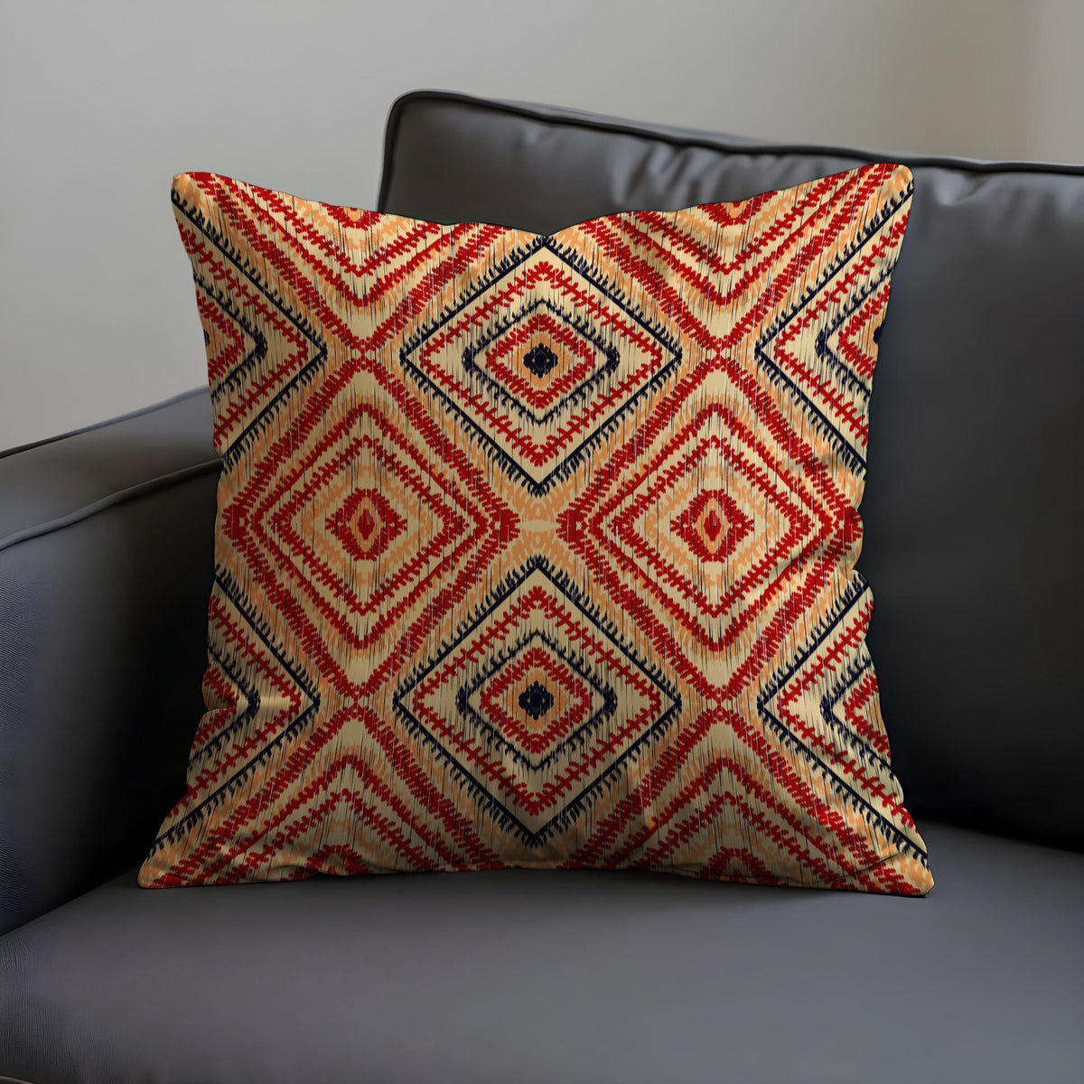 Warm Red Tribal Throw Pillow Cover, Bold Geometric Cushion Case