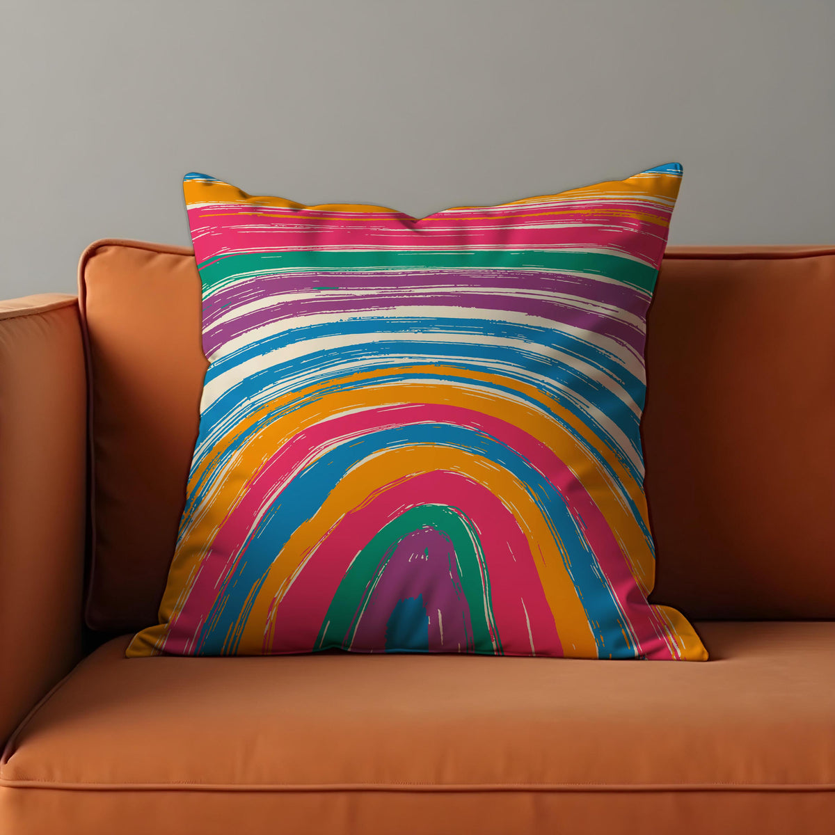 Rainbow Arch Abstract Cushion Cover, Colourful Throw Pillow Case
