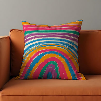 Rainbow Arch Abstract Cushion Cover, Colourful Throw Pillow Case