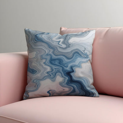 Blue Marble Cushion Cover, Abstract Swirl Pillow Case