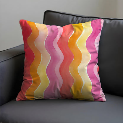 Retro Wavy Cushion Cover, Colorful Wave Pillow Case