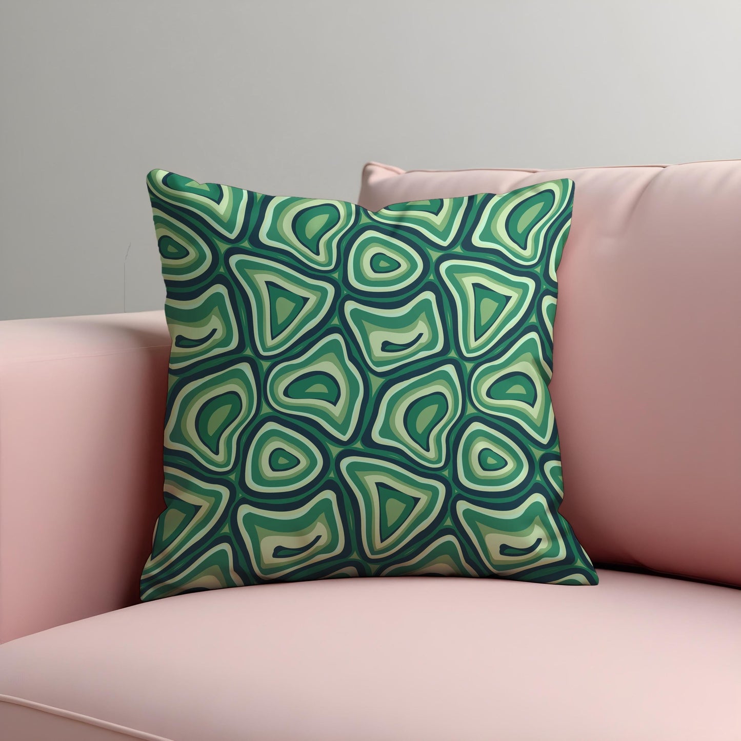 Retro Psychedelic Cushion Cover, Green Trippy Abstract Pillow Case