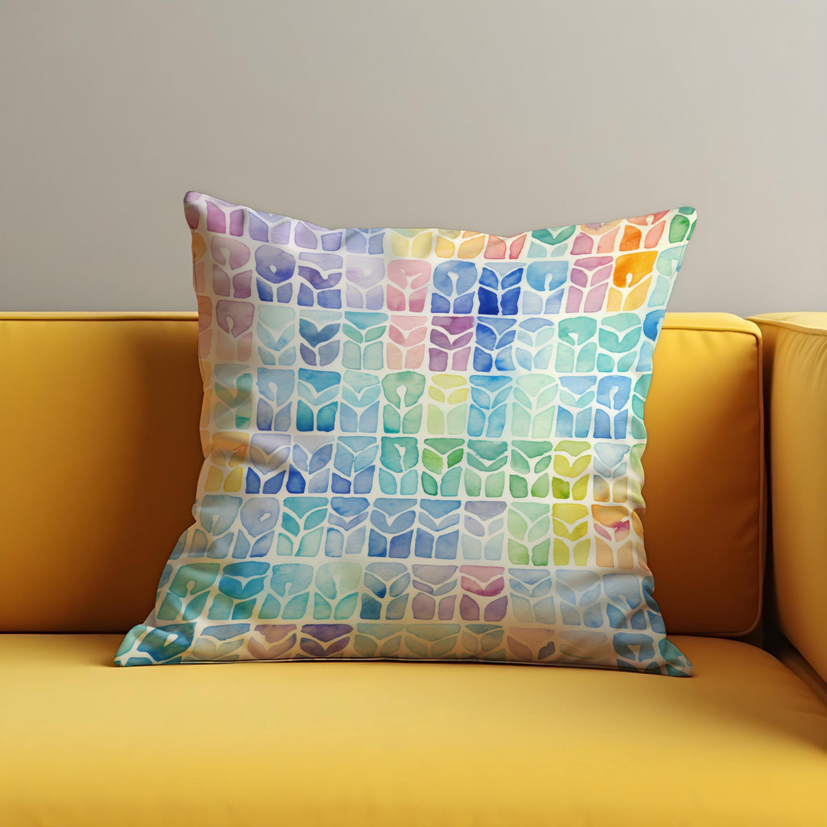 Colorful Geometric Cushion Cover, Watercolor Throw Pillow Case