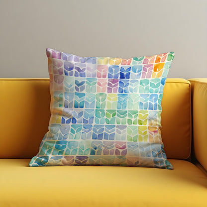 Colorful Geometric Cushion Cover, Watercolor Throw Pillow Case