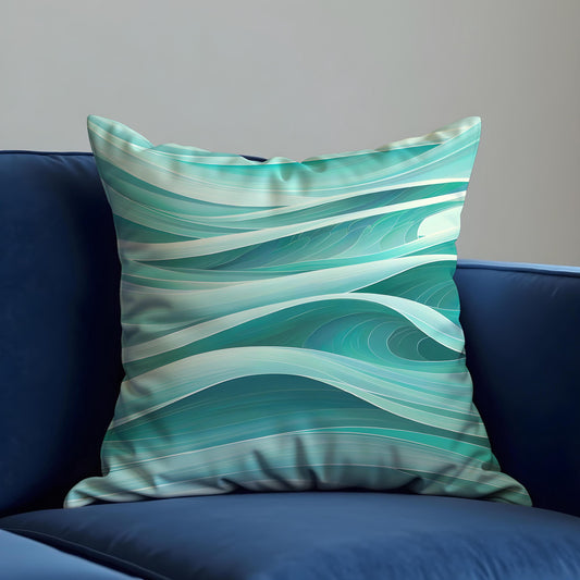 Abstract Teal Cushion Cover, Wave Throw Pillow Case