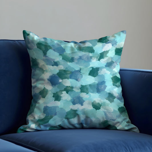 Blue Green Abstract Watercolor Cushion Cover, Coastal Throw Pillow Case