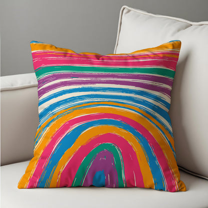 Rainbow Arch Abstract Cushion Cover, Colourful Throw Pillow Case