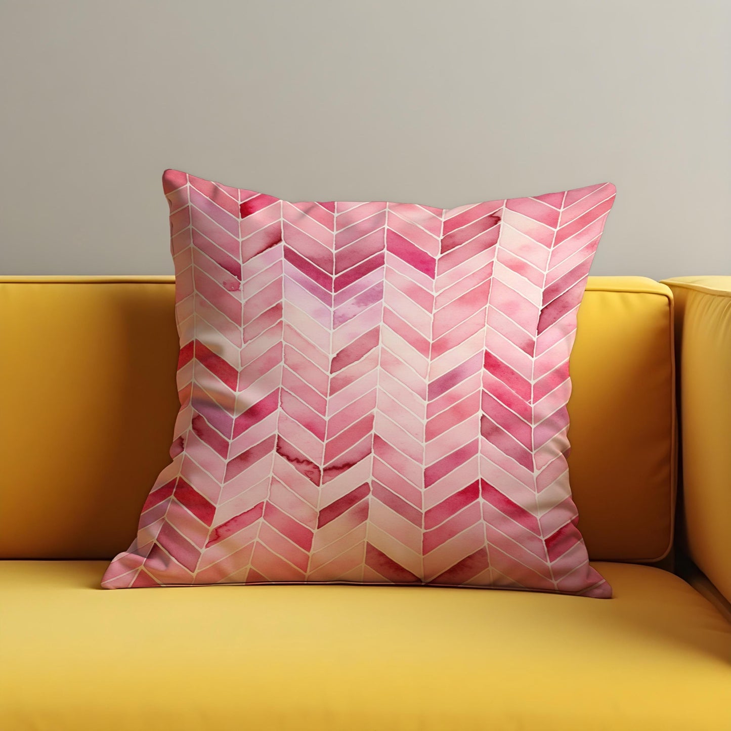 Pink Chevron Cushion Cover, Watercolor Zigzag Throw Pillow Cover
