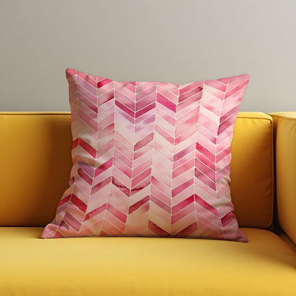 Pink Chevron Cushion Cover, Watercolor Zigzag Throw Pillow Cover