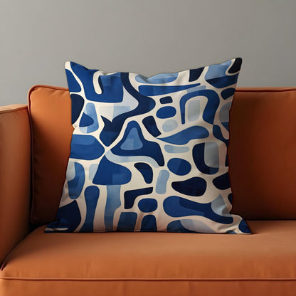Abstract Blue Cushion Cover, Navy Blue Pattern Pillow Case