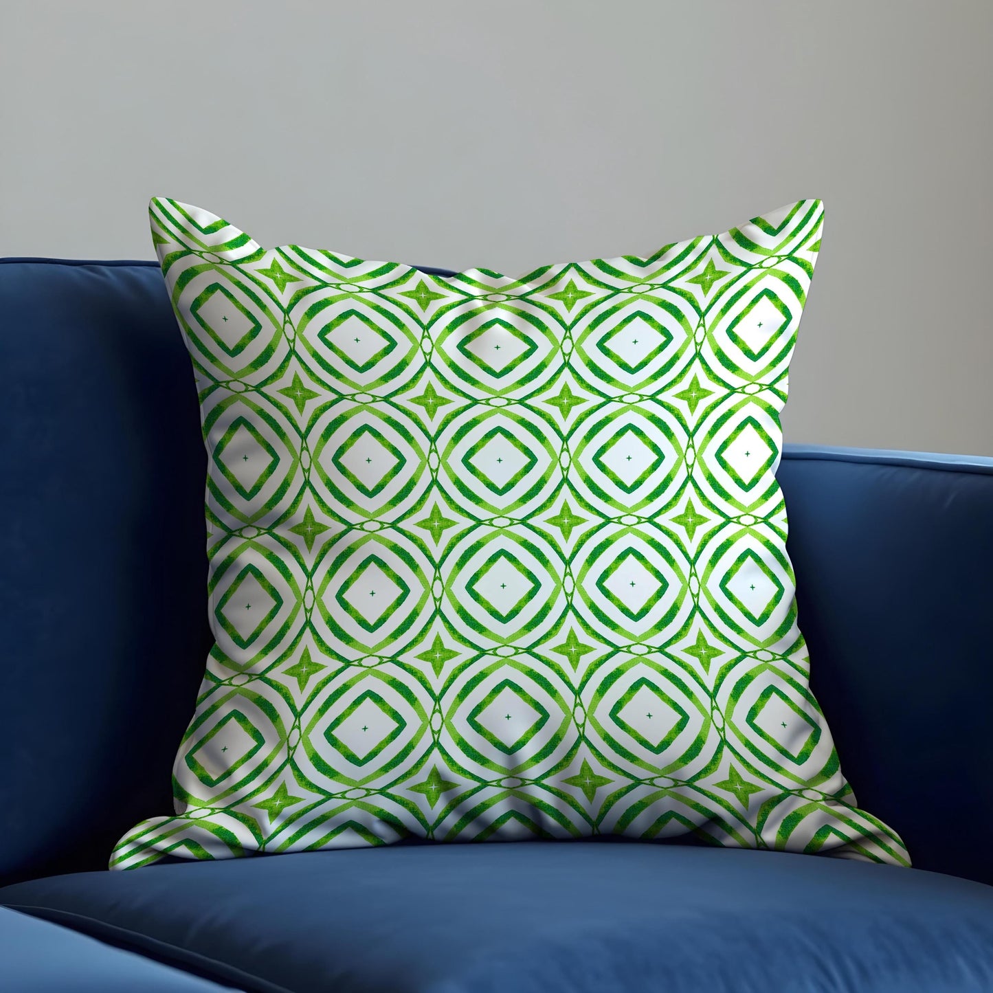Green Geometric Cushion Cover, Modern Retro Throw Pillow Cover