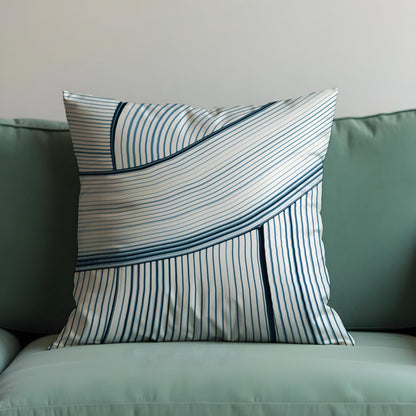 Navy White Stripe Cushion Cover, Modern Pillow Case