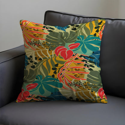 Tropical Leaf Cushion Cover, Botanical Throw Pillow Case