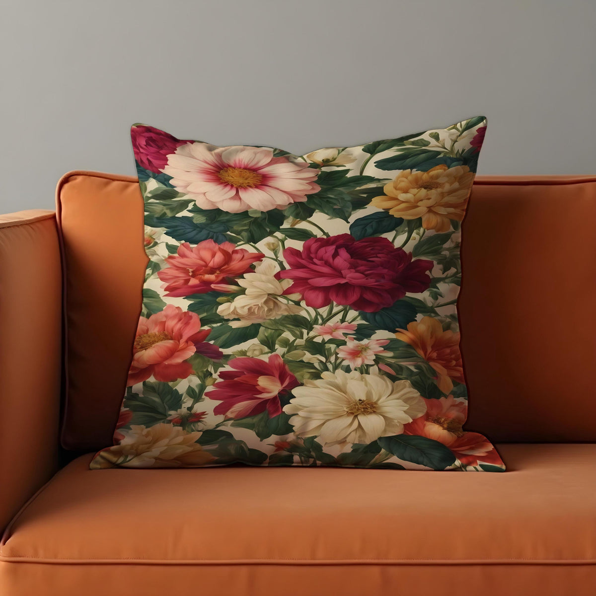 Classsic Floral Cushion Cover, Botanical Flower Throw Pillow Case