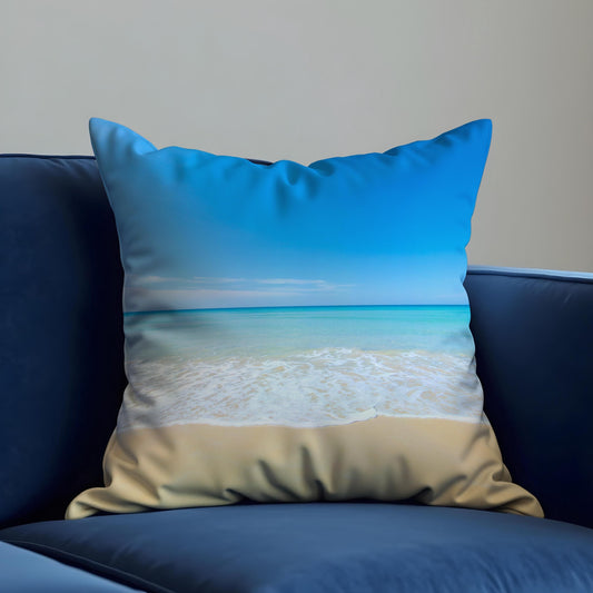 Tropical Beach Cushion Cover, Calm Ocean Pillow Case