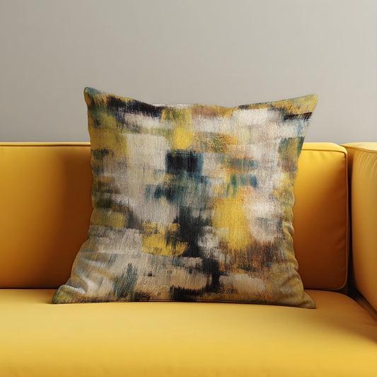 Textured Abstract Cushion Cover, Teal & Beige Brushstroke Pillow Case