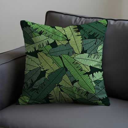 Tropical Banana Leaf Cushion Cover, Bold Green Jungle Pillow Cover