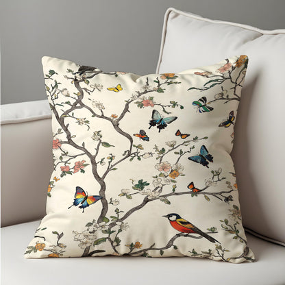Bird Print Cushion Cover, Branch Throw Pillow Case