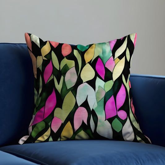 Stained Glass Leaf Cushion Cover, Throw Pillow Case