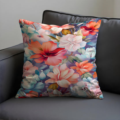 Bloom Cushion Cover, Soft Coral & Blush Flowers Pillow Case