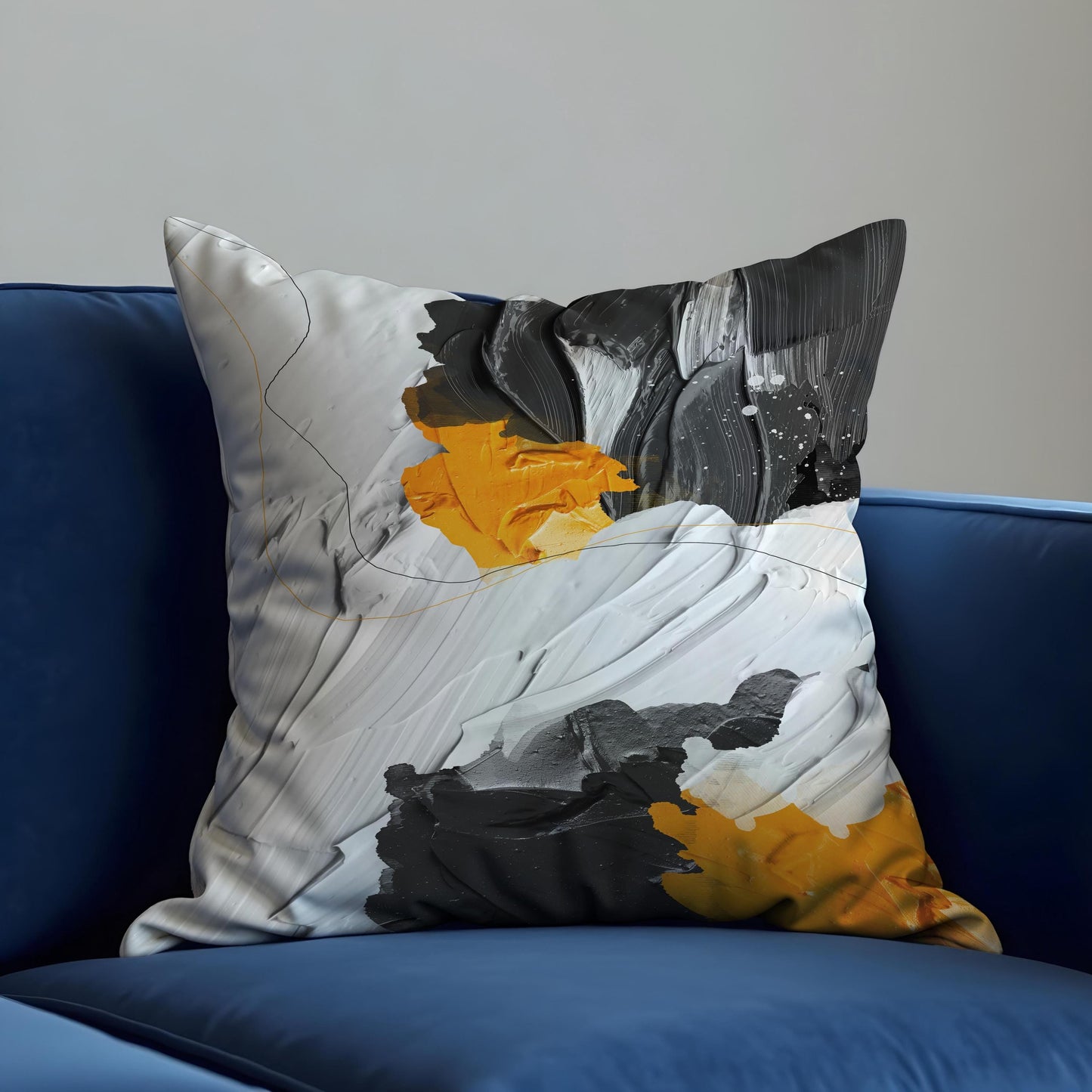 Monochrome Abstract Cushion Cover, Brushstroke Throw Pillow Cover