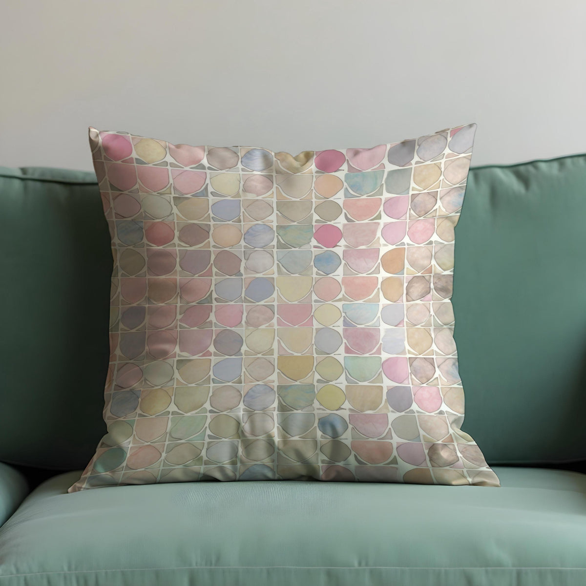 Pastel Geometric Throw Pillow Cover, Modern Circle Cushion Case