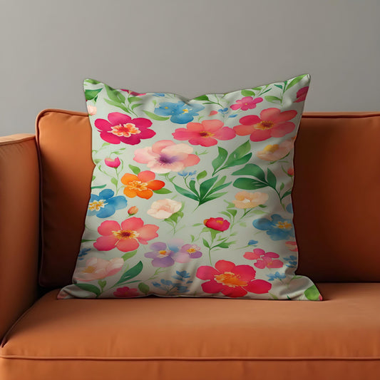Colorful Floral Cushion Cover, Spring Flower Throw Pillow Case