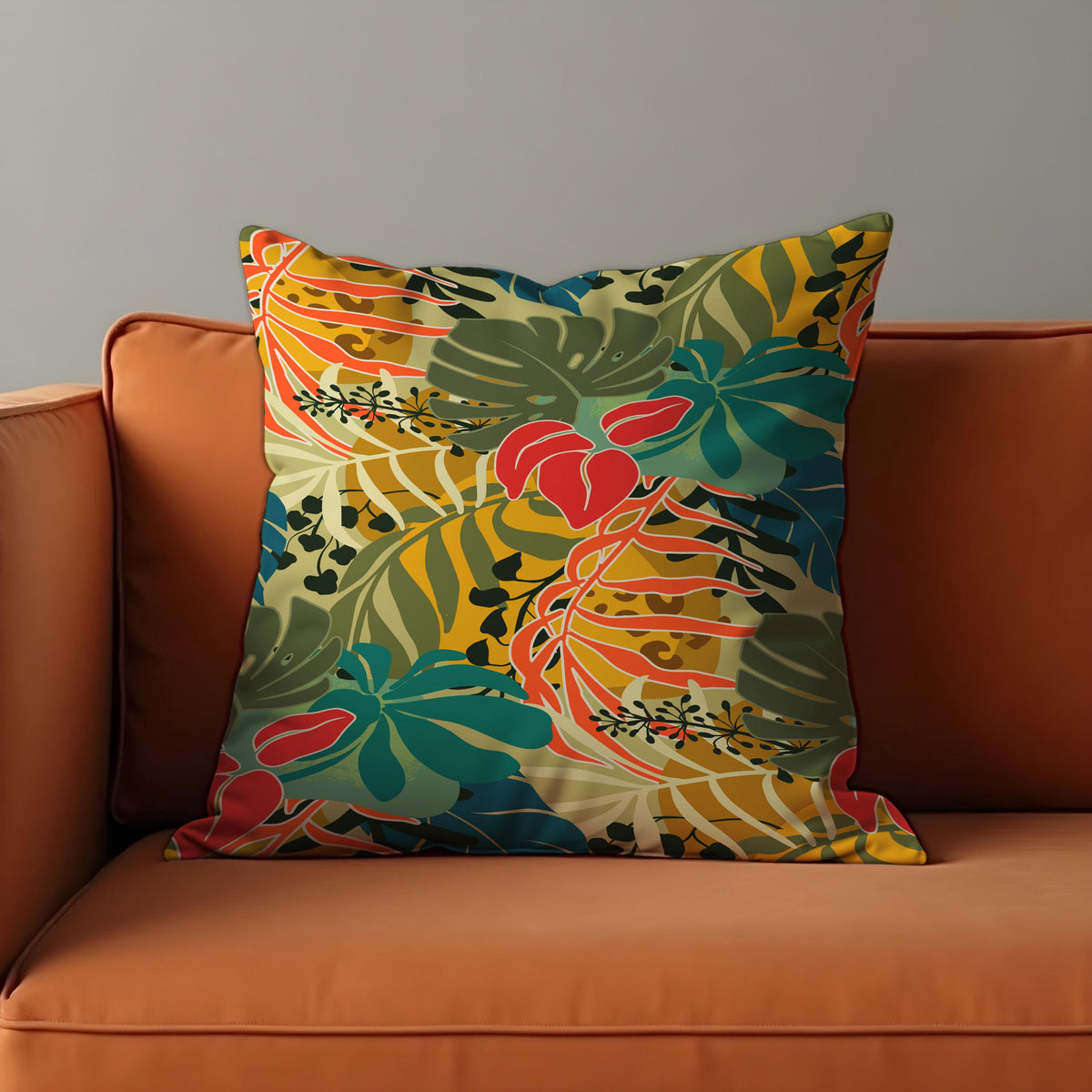 Tropical Leaf Cushion Cover, Botanical Throw Pillow Case