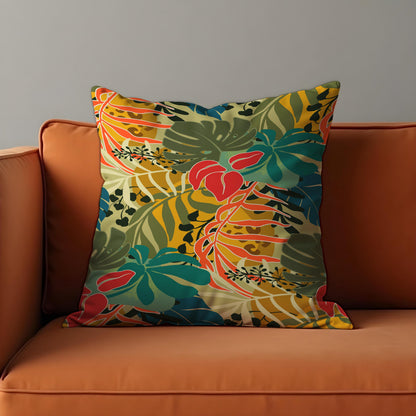 Tropical Leaf Cushion Cover, Botanical Throw Pillow Case