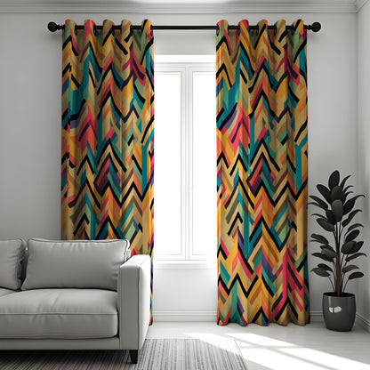 Colorful Chevron Zigzag Curtains, Bold Geometric Drapes