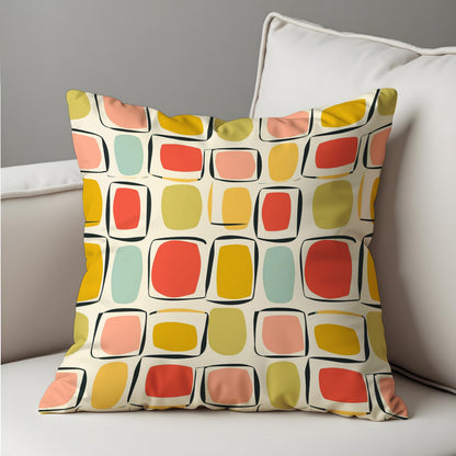 Retro Square Cushion Cover, Mid Century Pillow Case