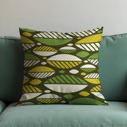 Mid Century Modern Cushion Cover, Olive Green & Yellow Retro Pillow Case