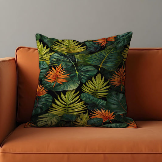 Tropical Palm Leaf Cushion Cover, Green Pillow Case