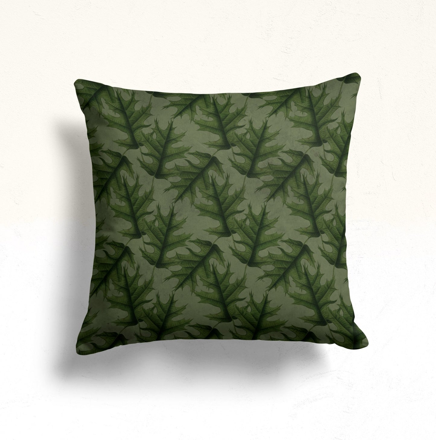 Owl and Roses Cushion Cover, Forest Pine Needle Deep Green