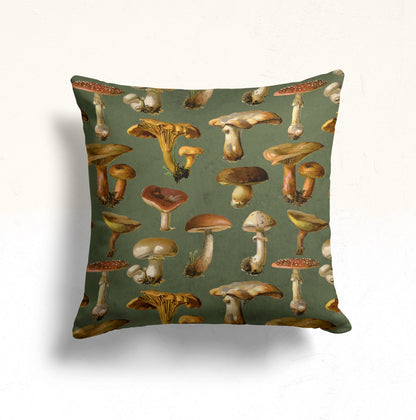 Owl and Roses Cushion Cover, Forest Pine Needle Deep Green