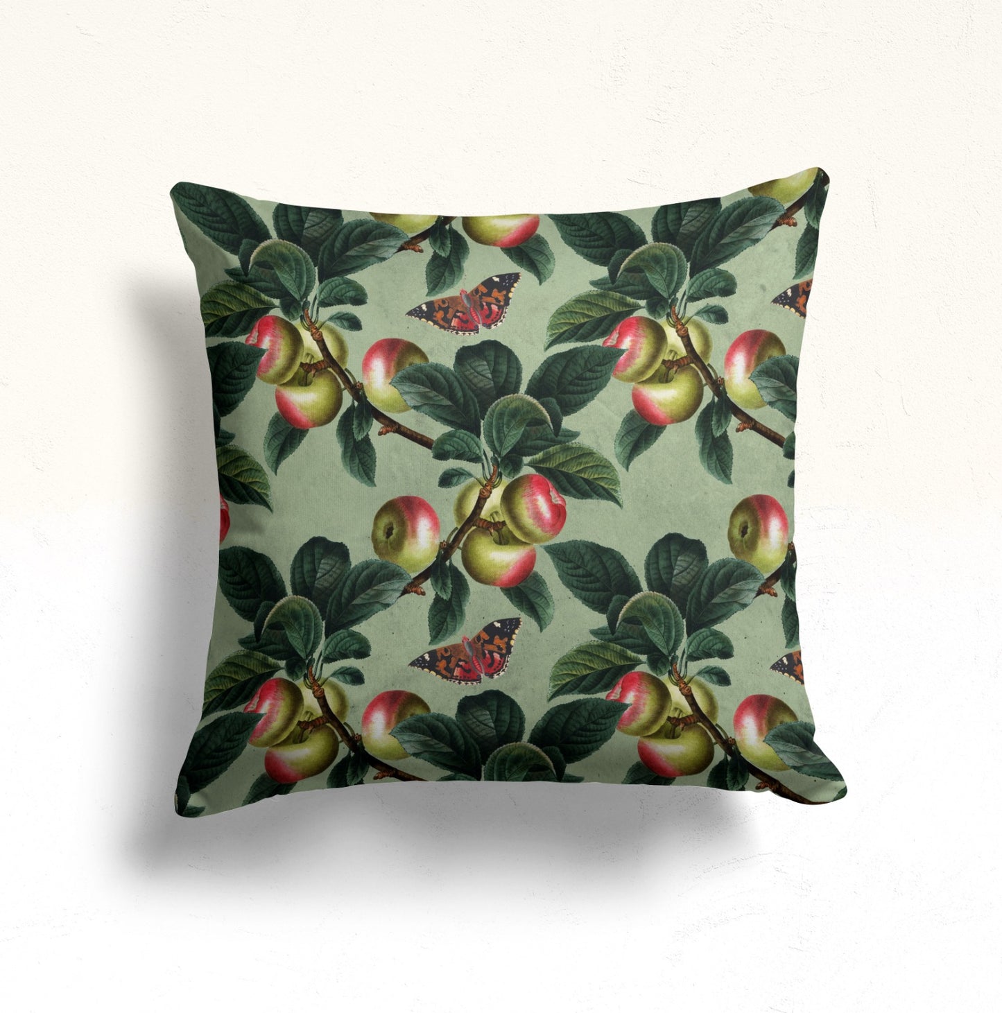 Owl and Roses Cushion Cover, Forest Pine Needle Deep Green