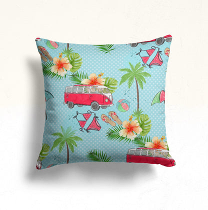 Summer House Palm Tree Colorful Cushion Cover