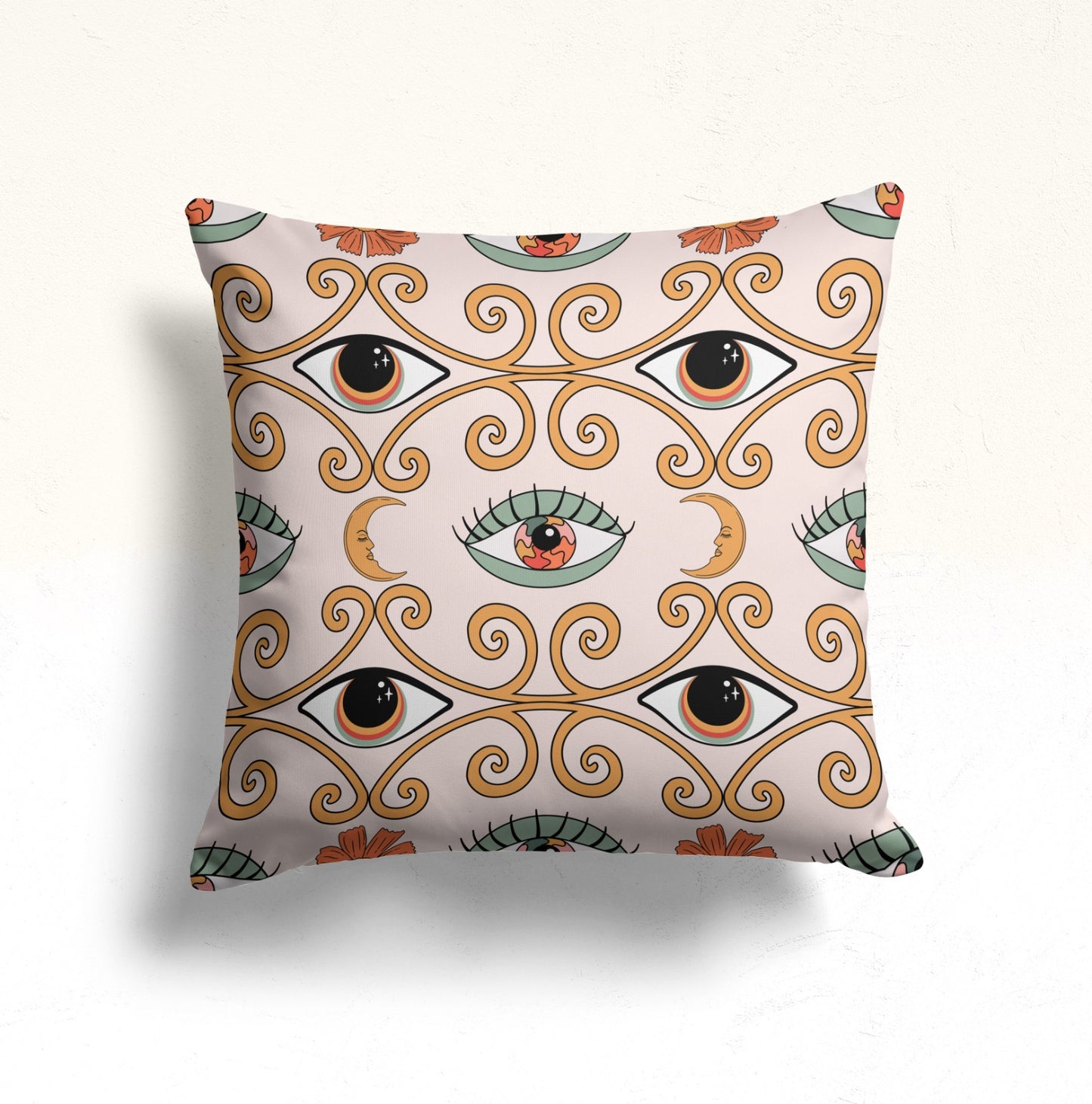 Pastel, Watercolor Garden Cushion Cover, Mystical Eyes Dekor