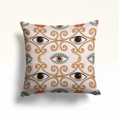 Pastel, Watercolor Garden Cushion Cover, Mystical Eyes Dekor