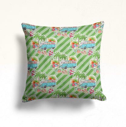 Summer House Palm Tree Colorful Cushion Cover