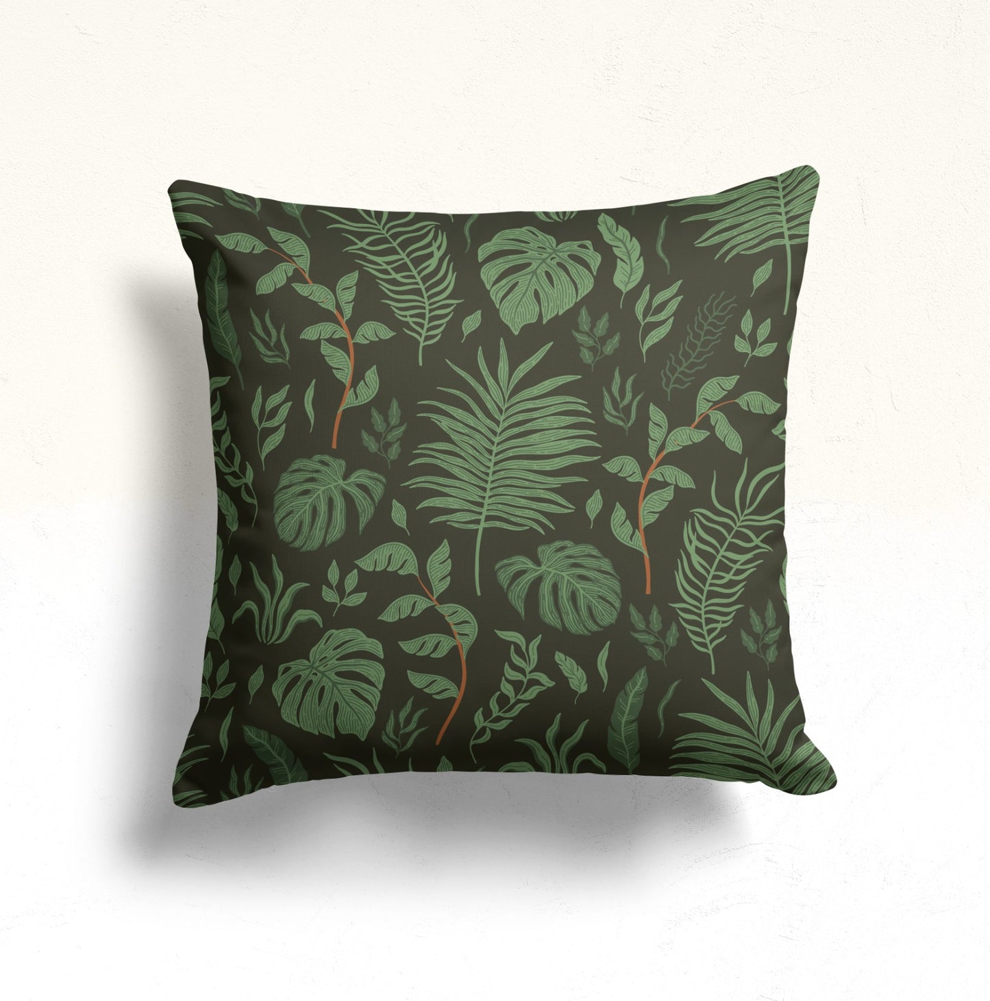 Owl and Roses Cushion Cover, Forest Pine Needle Deep Green