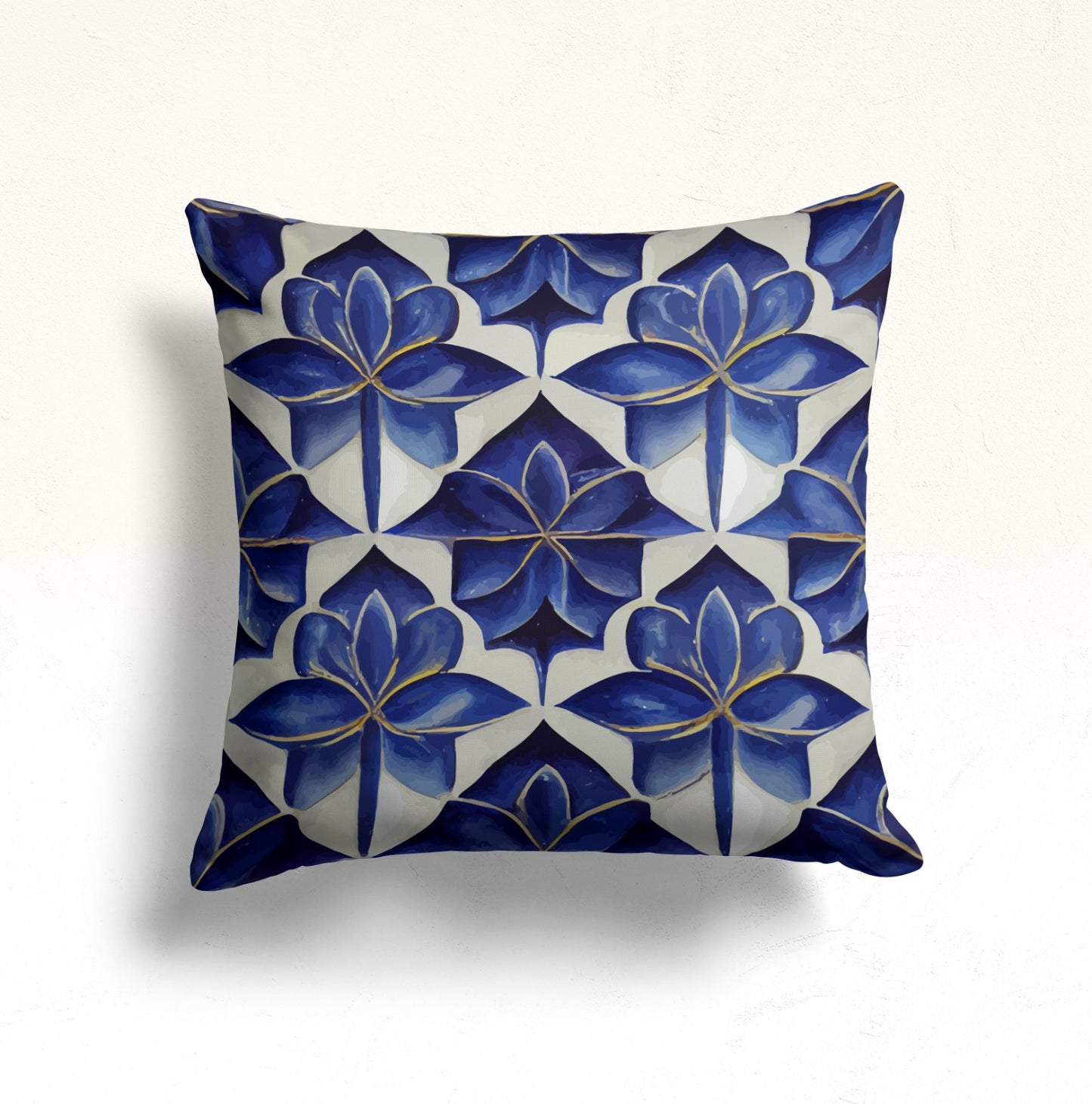 Spanish Mosaic, Blue Floral Tile Cushion Cover, Spanish Pattern