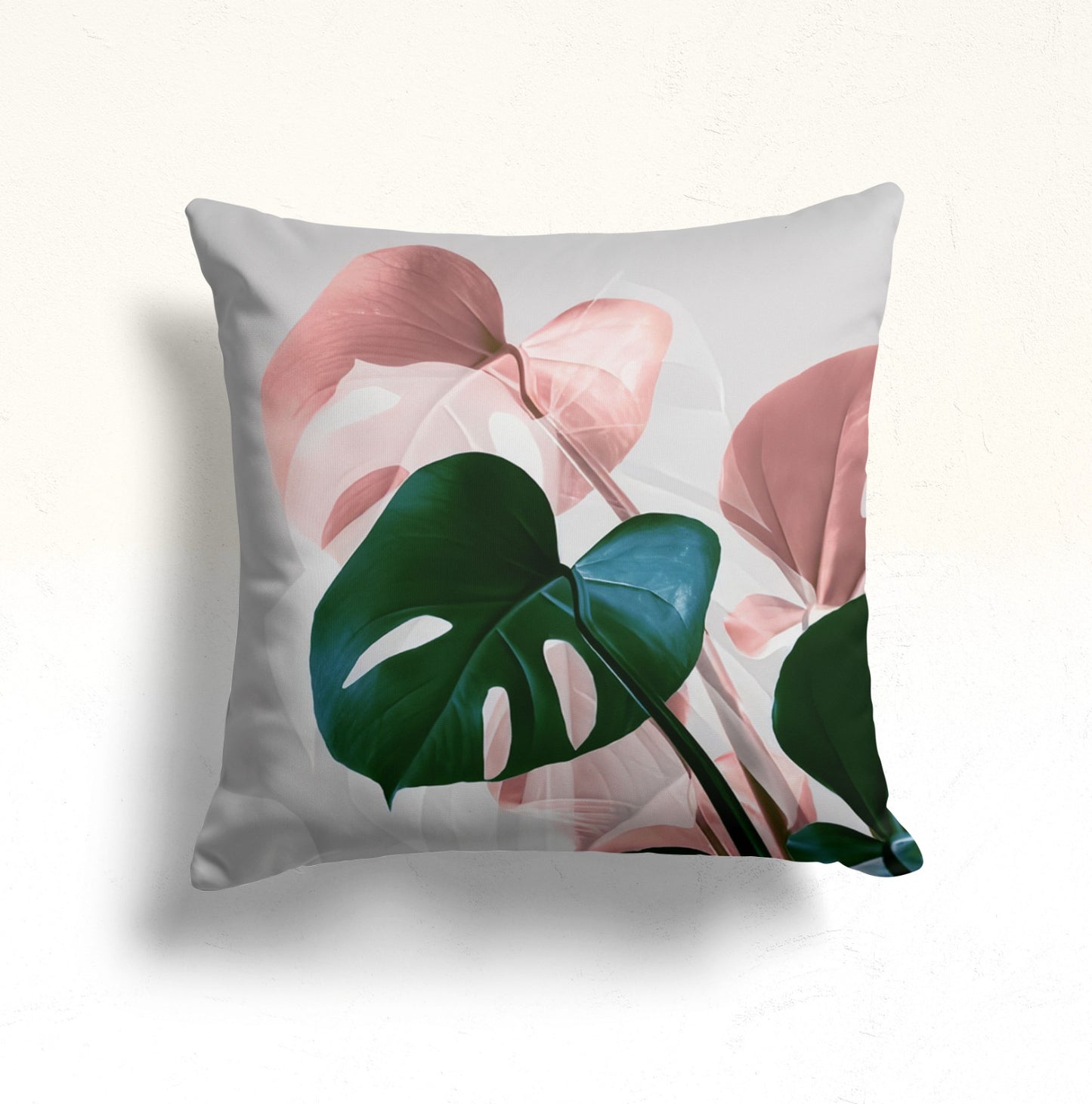 Minimalist Botanical Cushion Cover, Pastel Monstera Dreams